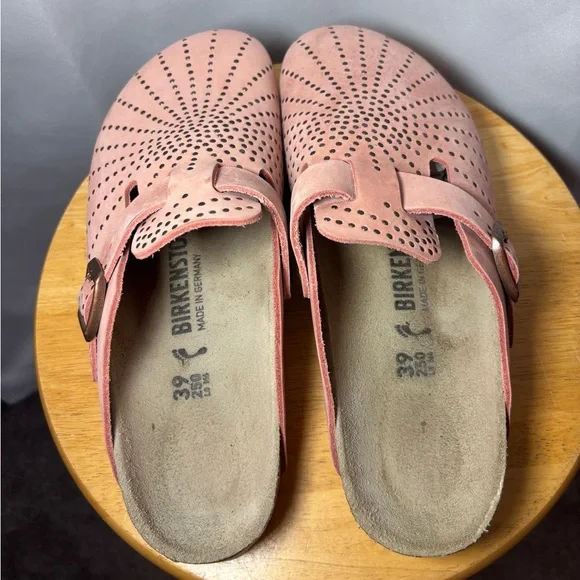 Birkenstock Boston Clogs Pink Suede Studded Grommet EU 39 Women 8 - Picture 6 of 7